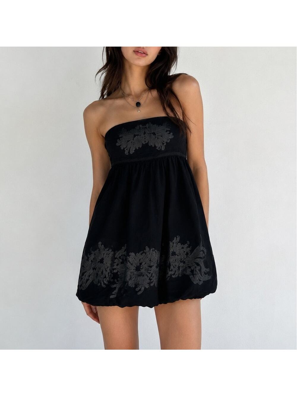 Vivienne Tam Vintage Y2K Babydoll Mini Dress Black Sz 4